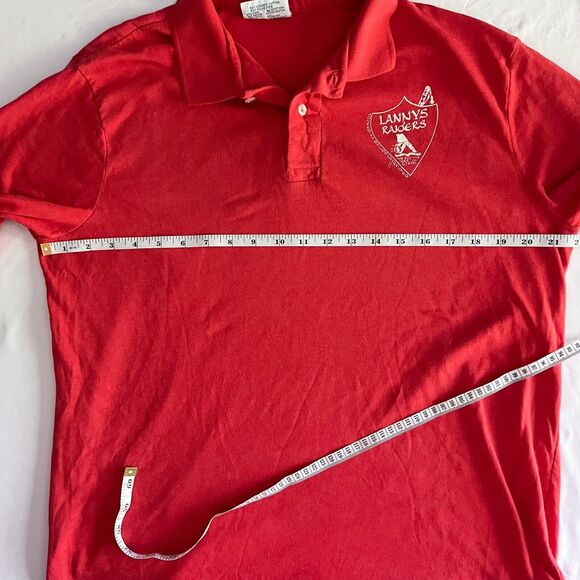 Vintage Hanes Polo Shirt Mens XL (L) 50/50 USA Red Single Stitch Academia Logo‎ - Picture 7 of 10